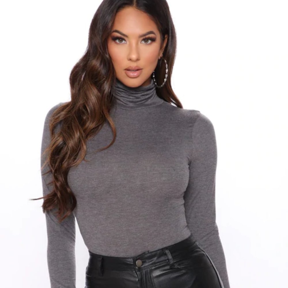 Pamela Turtle Neck Long Sleeve Bodysuit - Charcoal; never worn